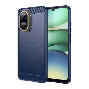 Szilikon telefonvédő (ütésállóság, légpárnás sarok, szálcsiszolt, karbon minta) SÖTÉTKÉK Xiaomi Redmi A5 4G