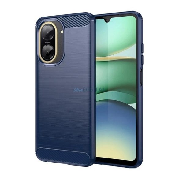 Szilikon telefonvédő (ütésállóság, légpárnás sarok, szálcsiszolt, karbon minta) SÖTÉTKÉK Xiaomi Redmi A5 4G