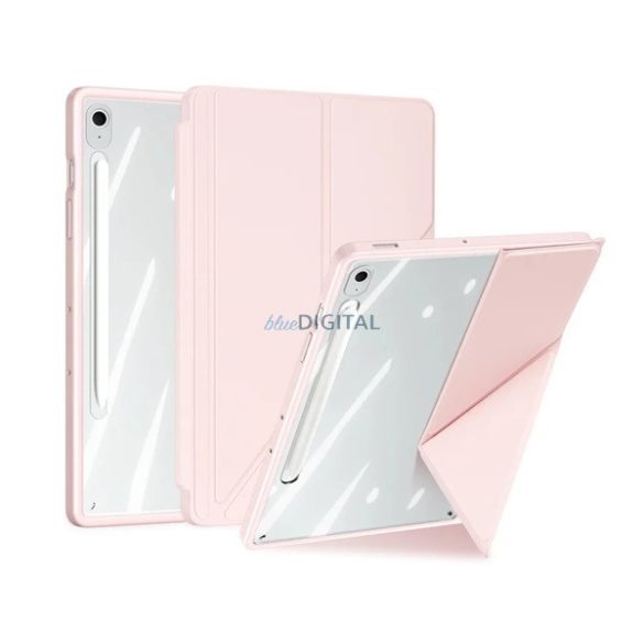 DUX DUCIS MAGI ORIGAMI tok álló, bőr hatású (aktív FLIP, oldalra nyíló, TRIFOLD, asztali tartó, ceruza tartó) RÓZSASZÍN Samsung Galaxy Tab S10 FE Plus WIFI (SM-X626), Galaxy Tab S10 FE Plu