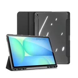   DUX DUCIS TOBY tok álló, bőr hatású (aktív FLIP, oldalra nyíló, TRIFOLD, asztali tartó, ceruza tartó) FEKETE Samsung Galaxy Tab S10 FE Plus WIFI (SM-X626), Galaxy Tab S10 FE Plus LTE (SM-X62