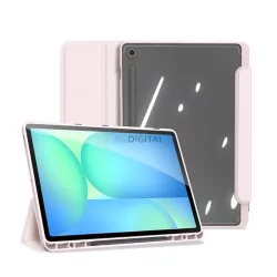   DUX DUCIS TOBY tok álló, bőr hatású (aktív FLIP, oldalra nyíló, TRIFOLD, asztali tartó, ceruza tartó) RÓZSASZÍN Samsung Galaxy Tab S10 FE Plus WIFI (SM-X626), Galaxy Tab S10 FE Plus LTE (S
