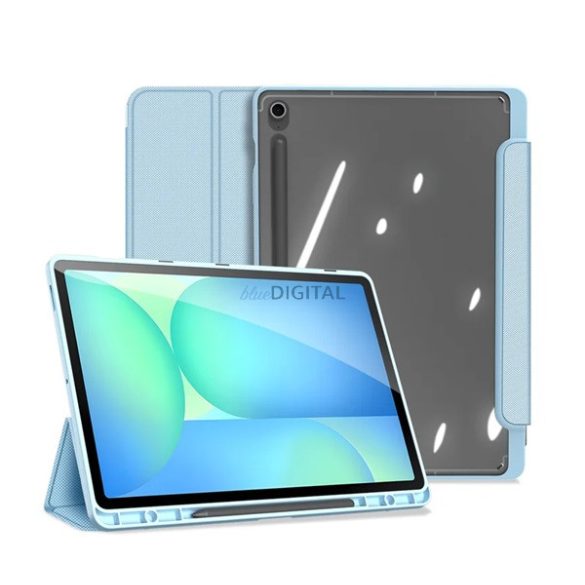 DUX DUCIS TOBY tok álló, bőr hatású (aktív FLIP, oldalra nyíló, TRIFOLD, asztali tartó, ceruza tartó) VILÁGOSKÉK Samsung Galaxy Tab S10 FE Plus WIFI (SM-X626), Galaxy Tab S10 FE Plus LTE (