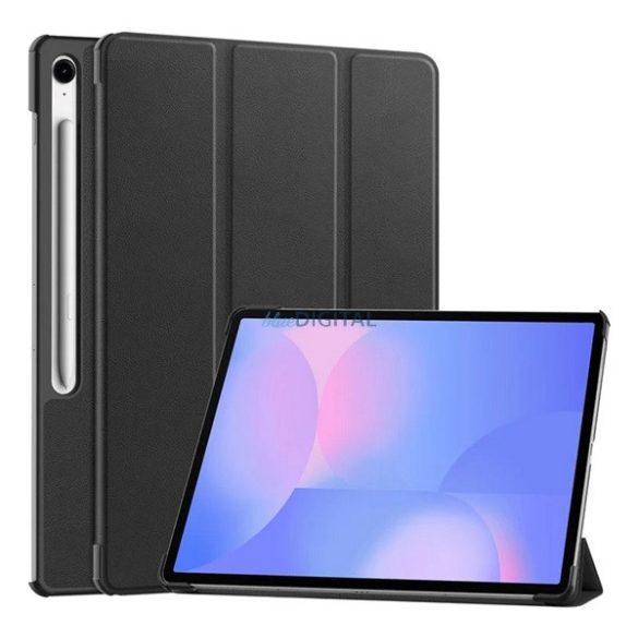 Tok álló, bőr hatású (aktív FLIP, oldalra nyíló, TRIFOLD, asztali tartó, ceruza tartó) FEKETE Samsung Galaxy Tab S10 FE Plus LTE (SM-X620), Galaxy Tab S10 FE Plus WIFI (SM-X626)
