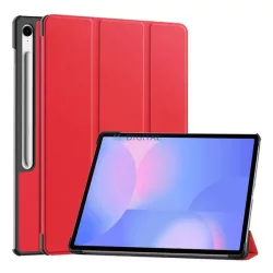   Tok álló, bőr hatású (aktív FLIP, oldalra nyíló, TRIFOLD, asztali tartó, ceruza tartó) PIROS Samsung Galaxy Tab S10 FE Plus LTE (SM-X620), Galaxy Tab S10 FE Plus WIFI (SM-X626)