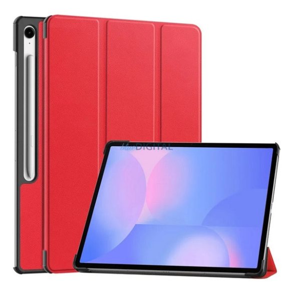 Tok álló, bőr hatású (aktív FLIP, oldalra nyíló, TRIFOLD, asztali tartó, ceruza tartó) PIROS Samsung Galaxy Tab S10 FE Plus LTE (SM-X620), Galaxy Tab S10 FE Plus WIFI (SM-X626)