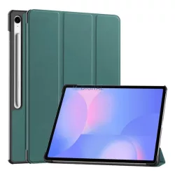   Tok álló, bőr hatású (aktív FLIP, oldalra nyíló, TRIFOLD, asztali tartó, ceruza tartó) SÖTÉTZÖLD Samsung Galaxy Tab S10 FE Plus WIFI (SM-X626), Galaxy Tab S10 FE Plus LTE (SM-X620)