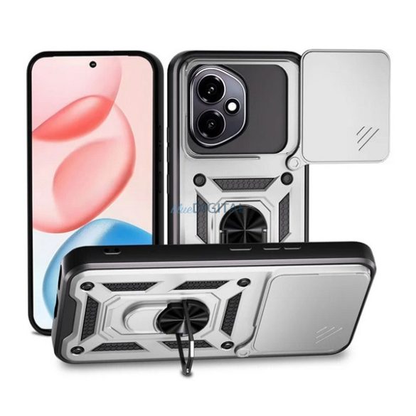 Defender szilikon telefonvédő (ütésállóság, tartógyűrű, kameravédő) EZÜST Honor 400