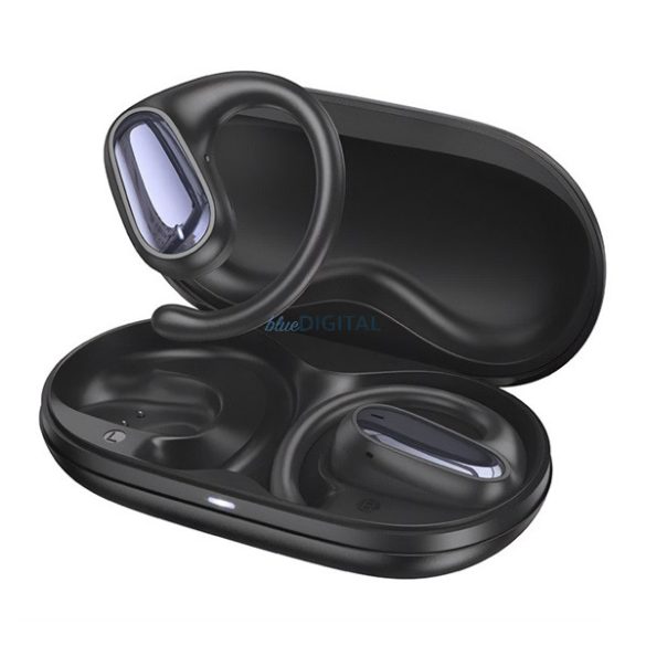 HOCO EA4 bluetooth fülhallgató SZTEREO (v5.3, TWS, fülre akasztható, mikrofon + töltőtok) FEKETE