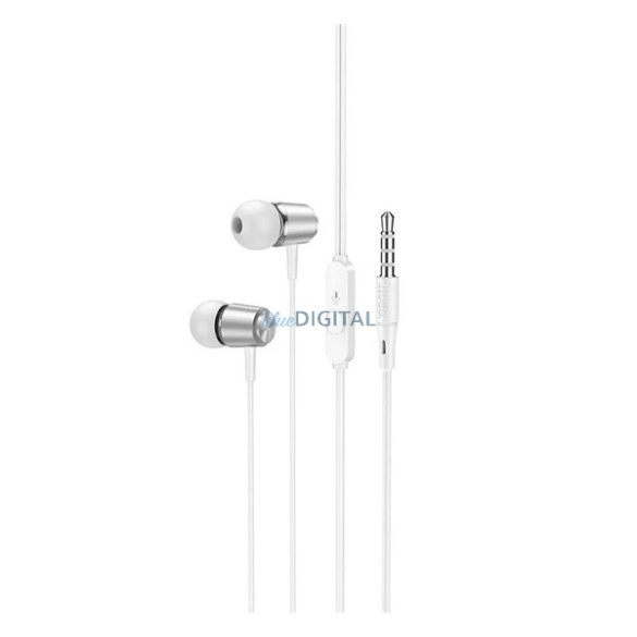 HOCO M108 fülhallgató SZTEREO (3.5mm jack, mikrofon, felvevő gomb) EZÜST