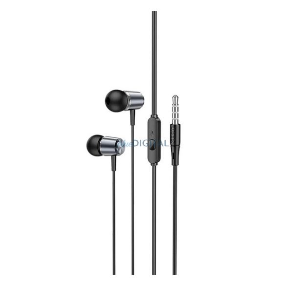 HOCO M108 fülhallgató SZTEREO (3.5mm jack, mikrofon, felvevő gomb) SÖTÉTSZÜRKE