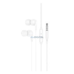   HOCO M124 fülhallgató SZTEREO (3.5mm jack, mikrofon, felvevő gomb) FEHÉR