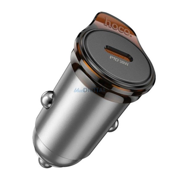 HOCO NZ16 autós töltő Type-C aljzat (30W, PD gyorstöltő) SÖTÉTSZÜRKE