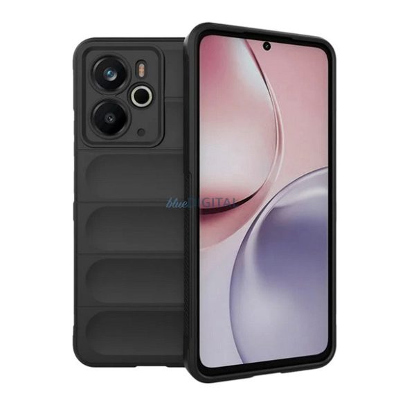 Szilikon telefonvédő (ütésállóság, kameravédő, 3D) FEKETE Realme 14