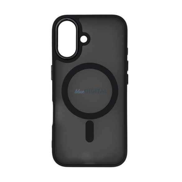 Szilikon telefonvédő (ütésállóság, matt, műanyag hátlap, kameravédő, MagSafe) FEKETE Apple iPhone 16e