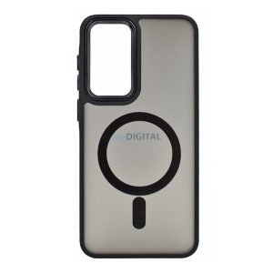 Szilikon telefonvédő (ütésállóság, matt, műanyag hátlap, kameravédő, MagSafe) FEKETE Samsung Galaxy A56 5G (SM-A566)