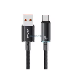   USAMS CLOUD SERIES adatkábel (USB - Type-C, 6A, gyorstöltő, 120cm) FEKETE