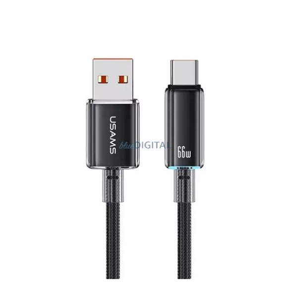USAMS CLOUD SERIES adatkábel (USB - Type-C, 6A, gyorstöltő, 120cm) FEKETE