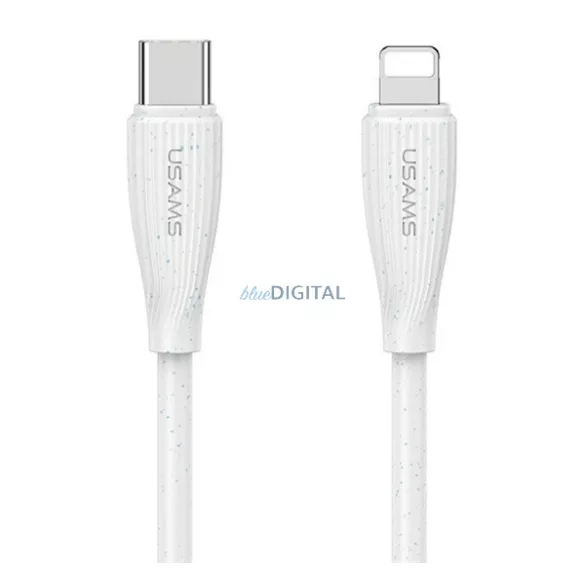 USAMS GREEN SERIES adatkábel (Type-C - lightning, 30W, gyorstöltő, 100cm) FEHÉR