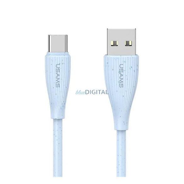 USAMS GREEN SERIES adatkábel (USB - Type-C, 18W, 3A, gyorstöltő, 100cm) VILÁGOSKÉK