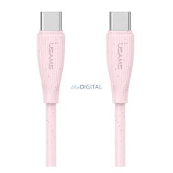   USAMS GREEN SERIES adatkábel (USB - Type-C, 60W, gyorstöltő, 100cm) RÓZSASZÍN