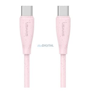 USAMS GREEN SERIES adatkábel (USB - Type-C, 60W, gyorstöltő, 100cm) RÓZSASZÍN