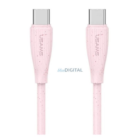 USAMS GREEN SERIES adatkábel (USB - Type-C, 60W, gyorstöltő, 100cm) RÓZSASZÍN