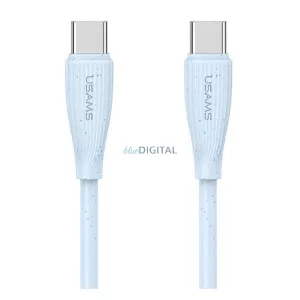 USAMS GREEN SERIES adatkábel (USB - Type-C, 60W, gyorstöltő, 100cm) VILÁGOSKÉK