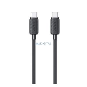 USAMS KY adatkábel (Type-C - Type-C, 60W, gyorstöltő, 100cm) FEKETE