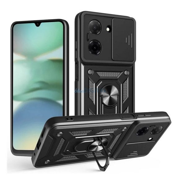 Defender szilikon telefonvédő (ütésállóság, tartógyűrű, kameravédő) FEKETE Xiaomi Redmi A5 4G