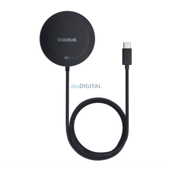 BASEUS SIMPLE MINI4 asztali töltő (15W, wireless, gyorstöltő, MagSafe, kitámasztó) FEKETE Apple iPhone 8 4.7, iPhone 8 Plus 5.5, iPhone X 5.8