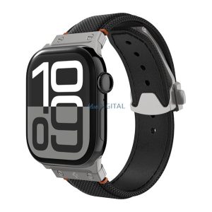 SPIGEN CLASSIC FIT pótszíj (egyedi méret, nagy, textil, állítható, pillangó csat) FEKETE Apple Watch Series 5 44mm, Watch Series 4 44mm, Watch Series 3 42mm