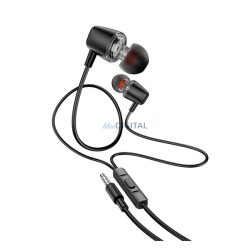   HOCO M107 fülhallgató SZTEREO (3.5mm jack, mikrofon, felvevő gomb) FEKETE