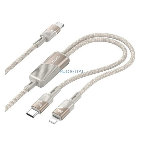 HOCO U139 adatkábel 2in1 (Type-C - lightning/Type-C, 100W, gyorstöltő, 120cm, cipőfűző) ARANY