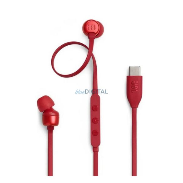 JBL TUNE 310C fülhallgató SZTEREO (Type-C, hangerőszabályzó, felvevő gomb, lapos kábel) PIROS