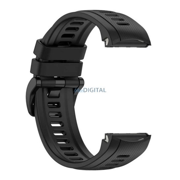 Pótszíj (egyedi méret, szilikon, dupla bújtató) FEKETE Garmin Approach S70 (42mm)