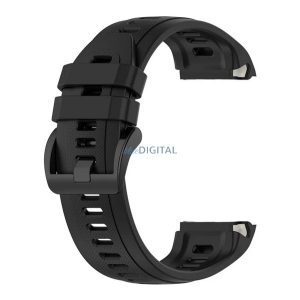 Pótszíj (egyedi méret, szilikon, dupla bújtató) FEKETE Garmin Approach S70 (47mm)