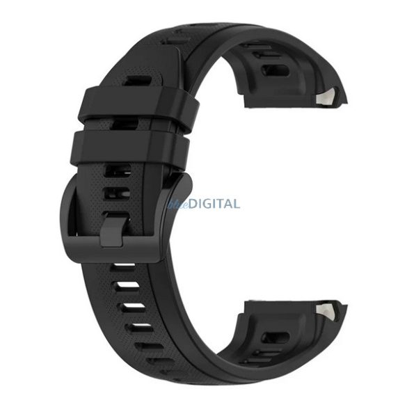 Pótszíj (egyedi méret, szilikon, dupla bújtató) FEKETE Garmin Approach S70 (47mm)