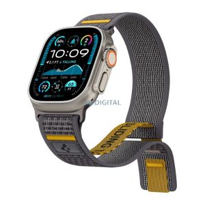SPIGEN ATHLEX pótszíj (egyedi méret, nagy, nylon, tépőzáras, légáteresztő, SPORT) SÖTÉTSZÜRKE Apple Watch Series 5 44mm, Watch Series 4 44mm, Watch Series 3 42mm
