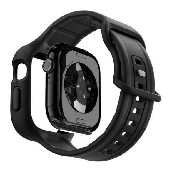 SPIGEN VAULT PRO pótszíj (egyedi méret, matt, ütésállóság + szilikon keret) FEKETE Apple Watch Series 10 46mm