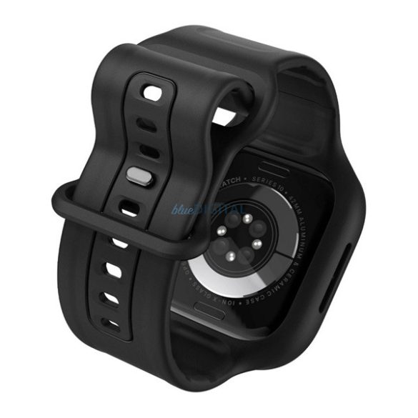 SPIGEN VAULT PRO pótszíj (egyedi méret, matt, ütésállóság + szilikon keret) FEKETE Apple Watch Series 10 46mm