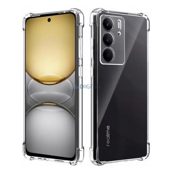 Szilikon telefonvédő (ütésállóság, légpárnás sarok) ÁTLÁTSZÓ Realme C75 4G