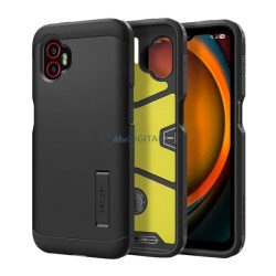   SPIGEN TOUGH ARMOR szilikon telefonvédő (ütésállóság, kitámasztó) FEKETE Samsung Galaxy Xcover 7 Pro (SM-G766)