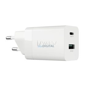 VARTA hálózati töltő USB+Type-C aljzat (38W, GaN, PD gyorstöltő 3.0) FEHÉR