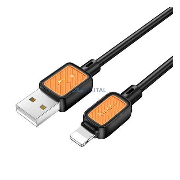 HOCO X108 adatkábel (USB - lightning, 2,4A, gyorstöltő, 100cm) FEKETE Apple IPAD, iPod touch 5, iPhone 5S