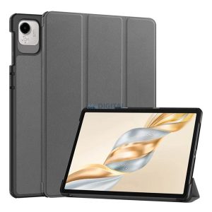 Tok álló, bőr hatású (aktív FLIP, oldalra nyíló, TRIFOLD, asztali tartó) SÖTÉTSZÜRKE Honor Pad X9a
