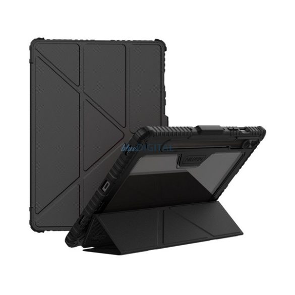 NILLKIN BUMPER PRO szilikon telefonvédő (aktív FLIP, ütésállóság, asztali tartó) FEKETE Samsung Galaxy Tab S10 FE LTE (SM-X520), Galaxy Tab S10 FE WIFI (SM-X526)