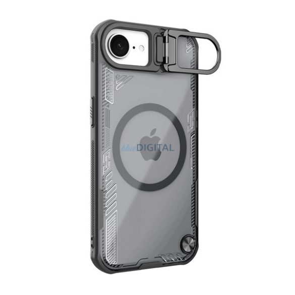 NILLKIN ICEBLADE PROP szilikon telefonvédő (ütésállóság, kitámasztó, MagSafe) FEKETE Apple iPhone 16e