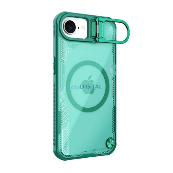 NILLKIN ICEBLADE PROP szilikon telefonvédő (ütésállóság, kitámasztó, MagSafe) SÖTÉTZÖLD Apple iPhone 16e