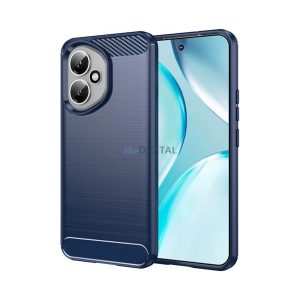Szilikon telefonvédő (ütésállóság, légpárnás sarok, szálcsiszolt, karbon minta) SÖTÉTKÉK Honor 400