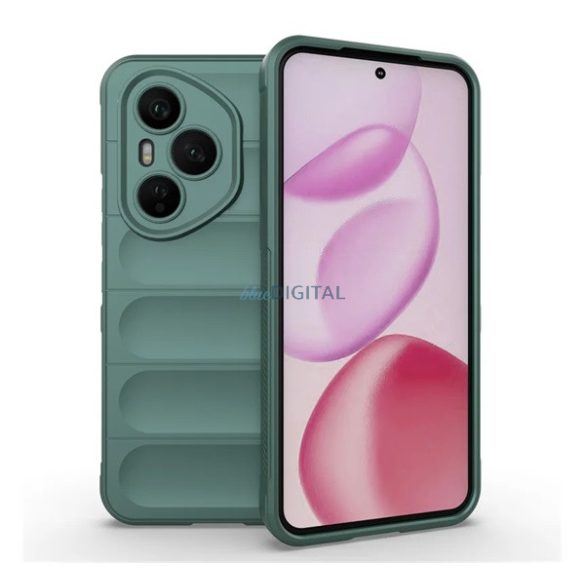 Szilikon telefonvédő (ütésállóság, kameravédő, 3D) SÖTÉTZÖLD Honor 400 Pro
